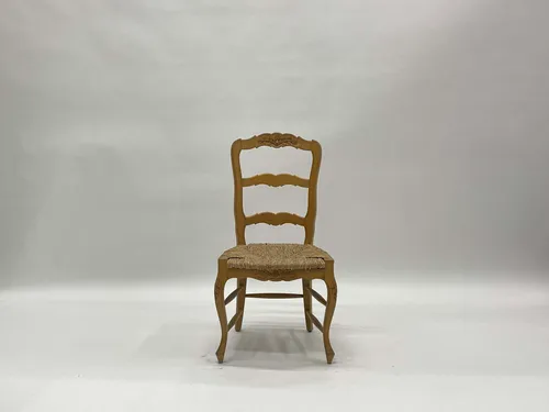 Floral Ladderback Side Chair with Rattan Seat