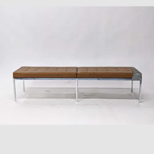 Vintage Camel Leather Bench