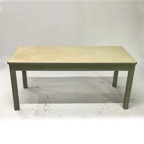 Olive Green & Ivory Metal Tanker Table