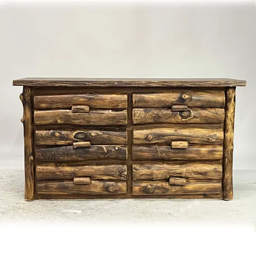 Aspen Rustic Wood Log 6-Drawer Dresser