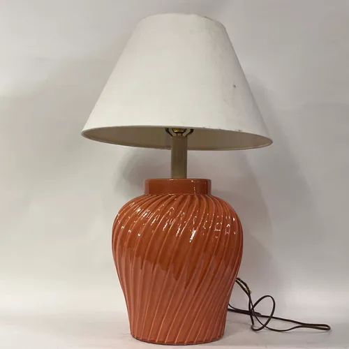 Orange Swirl Ceramic Table Lamp with White Shade - LI250