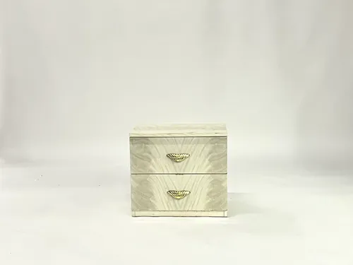 1980s Marble Laminate 2-Drawer Nightstand