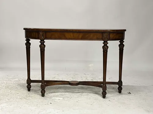 Antique Wood Demi-Lune Console Table
