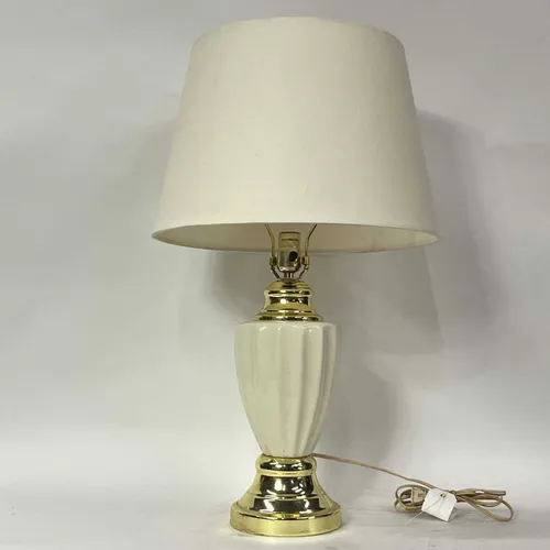 Cream White & Polished Gold Table Lamp with Cream Shade - LI83