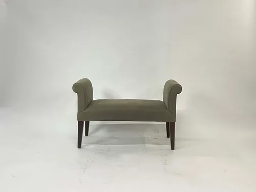 Taupe Rolled Arm Upholstered Bench