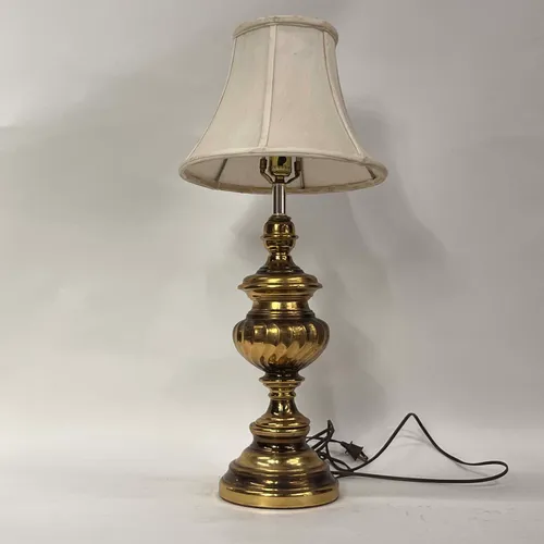 Traditional Brass Gold Lamp with White Shade - LI236