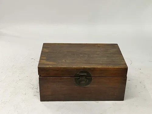 Antique Dark Wood Box with Aged Bronze Latch