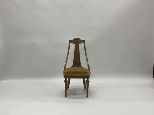 Antique Shell Splat Side Chair with Mustard Velvet Seat
