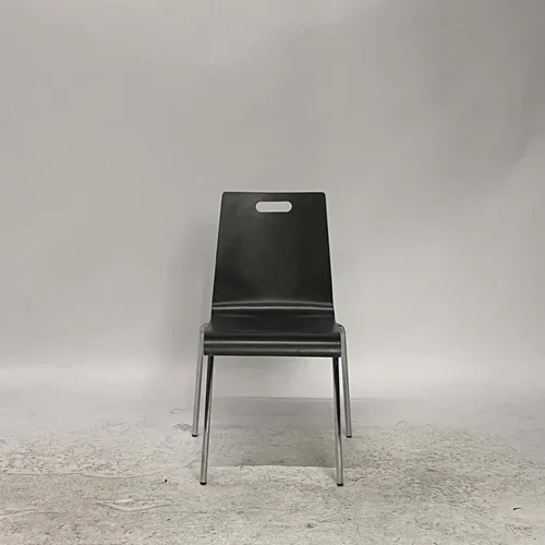 Black Wood & Chrome Stacking Chair - SE2987