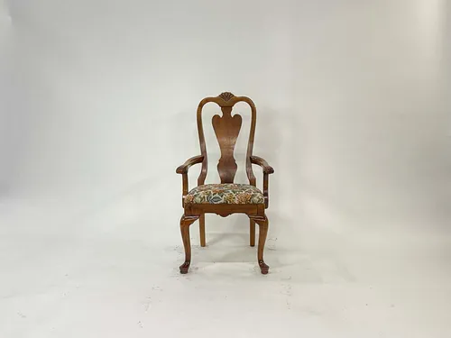 Queen Anne Dining Armchair with Floral Seat