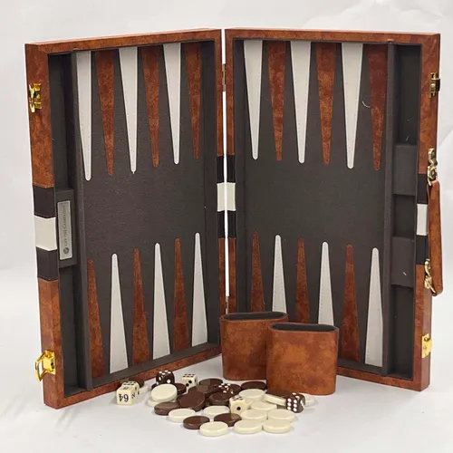 Brown Leather Backgammon Game - B61