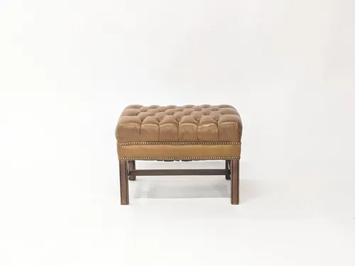 Butterscotch Tufted Leather Ottoman