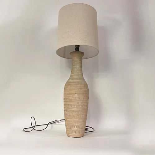 Beige Patterned Stone Bottle Table Lamp with Beige Shade - LI146