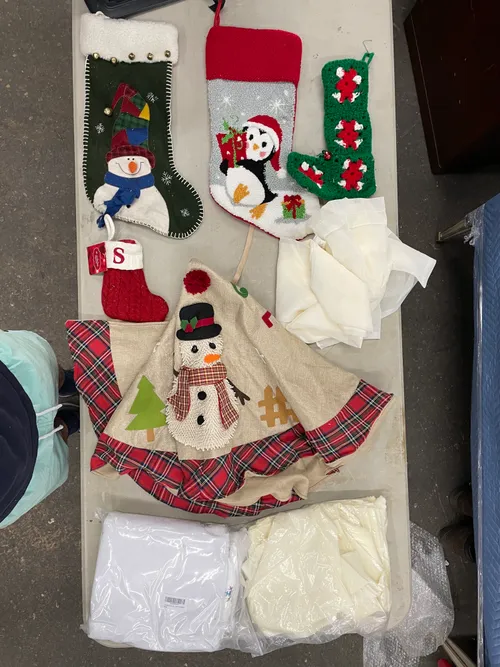 Bin of Assorted Christmas Linens