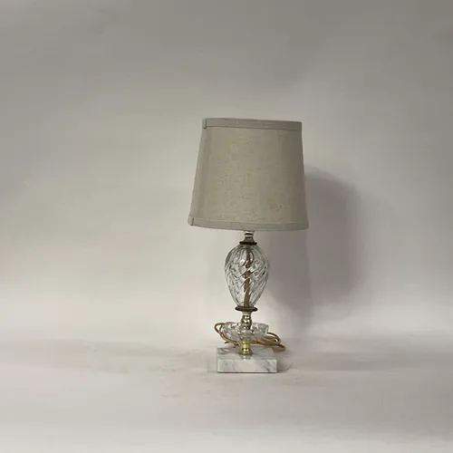 Vintage Glass & Brass Table Lamp with Marble Base - LI112
