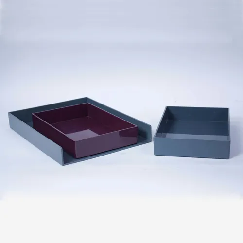 Eggplant Purple & Gray Plastic Desk Trays - OF260