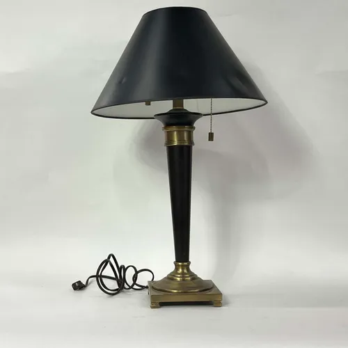 Black & Brass Table Lamp with Black Tapered Shade - LI70