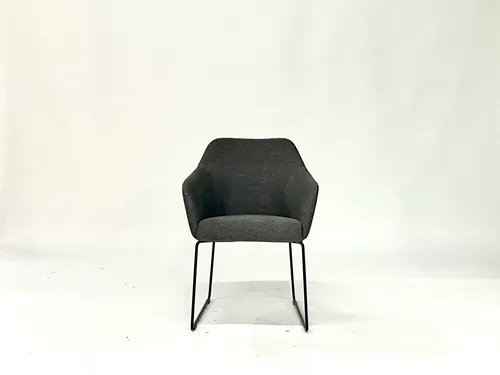 Modern Charcoal Gray Upholstered Dining Armchair