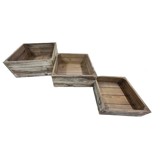 White Washed Wood Trays, Set of 3 - TR382