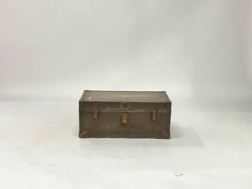Vintage Aged Brown Military Lockable Trunk
