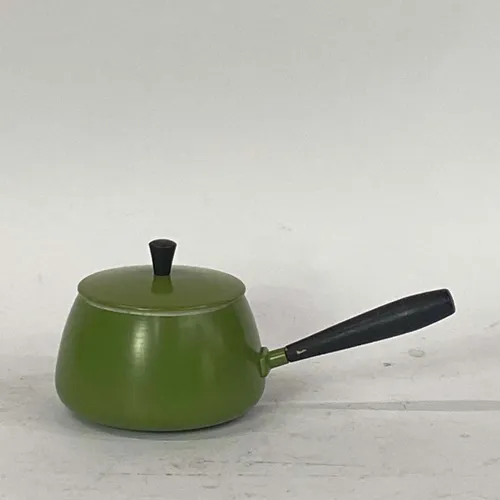 Avocado Green Mid Century Enameled Fondue Pot - KT198