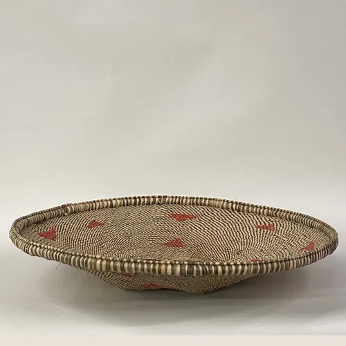 Patterned Red & Brown Woven Tray - BSKT88