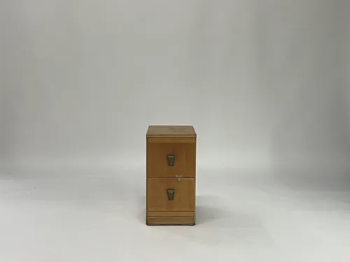 Pine Wood Deco Handle 2-Drawer Nightstand