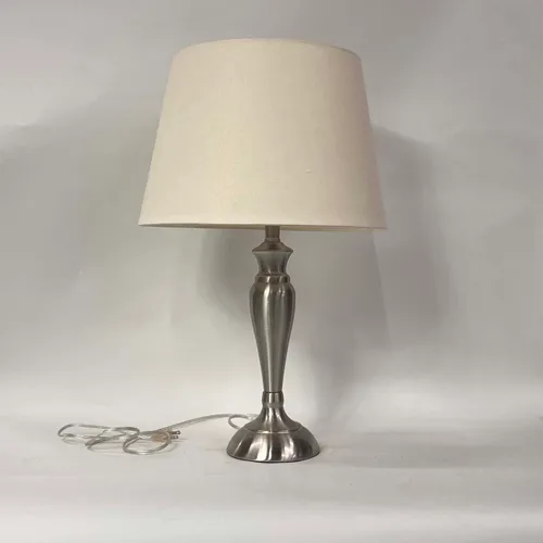 Silver Nickel Table Lamp with Cream Shade - LI140