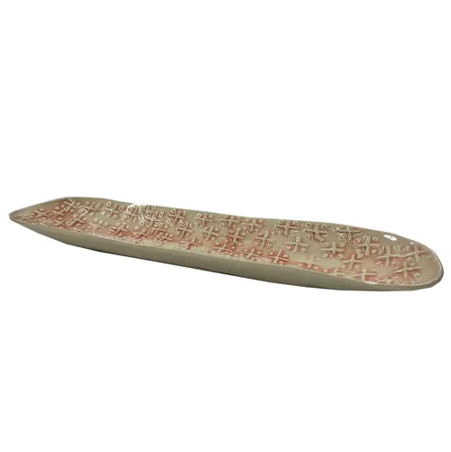 Pink Criss Cross Oval Ceramic Tray - TR461