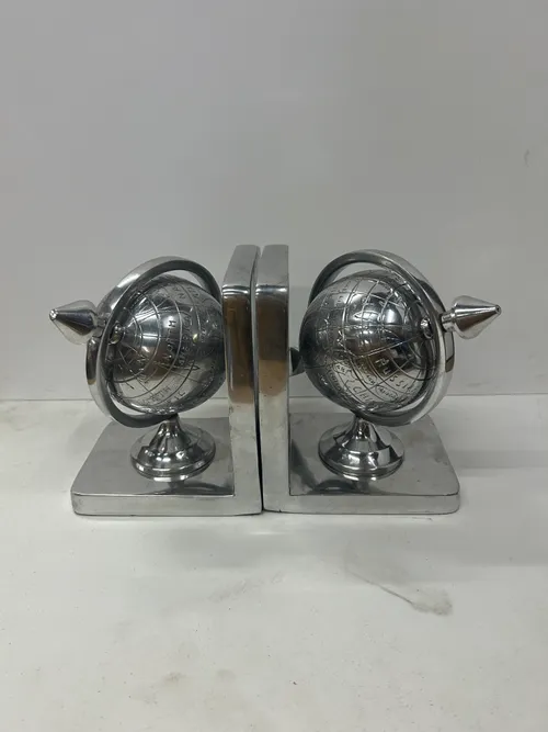 Silver Globe Bookends