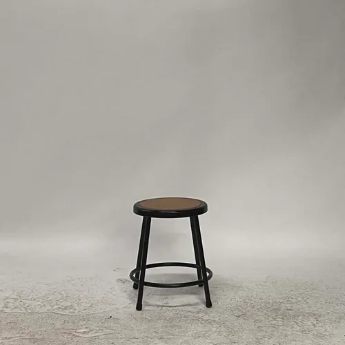 Black Metal Counter Stool with Wood Top - SE2984