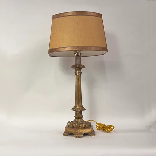 Traditional Antique Gold Table Lamp with Gold Paper Shade - LI267