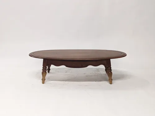 Oblong Wood Coffee Table with Turned Legs