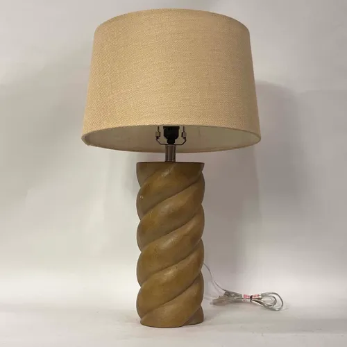 Tan Twist Table Lamp with Woven Shade - LI200