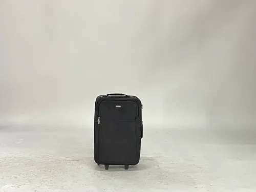 Black 2-Pocket Rolling Carry-On Suitcase