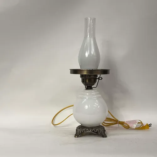 Antique Victorian Glass Hurricane Electric Oil Lamp - LI187