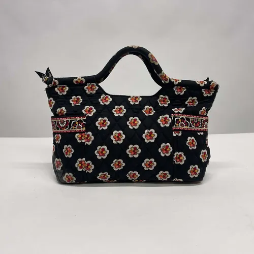 Black With Red Orange Flower Pattern Purse - MOB390