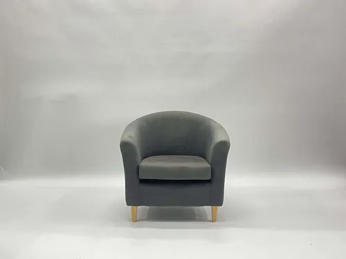 Gray Cotton Barrel Lounge Chair