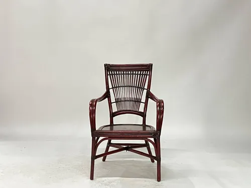 Red Bamboo Woven Armchair