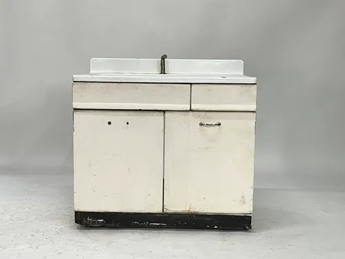 White Distressed Sink Kitchen Unit with Base Cabinet