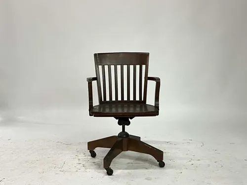 Dark Walnut Straight Back Bankers Office Chair