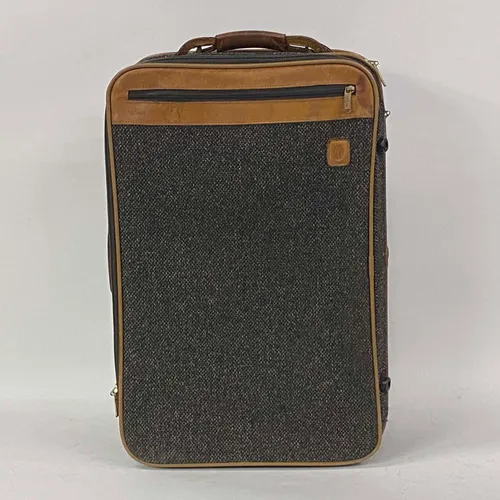 Grey Tweed Luggage with Leather Trim - MO22278