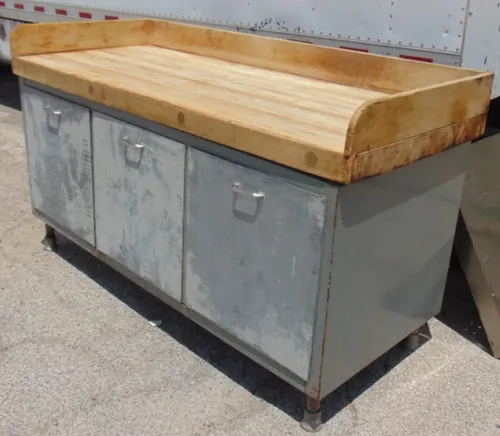 Vintage butcher's block table with cabinets