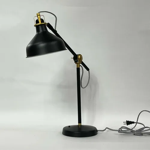Black & Brass Adjustable Desk Lamp with Fabric Cord - LI21