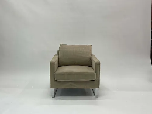Beige Armchair with Steel Base