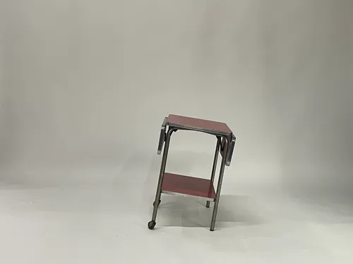 1950s Red Formica & Chrome Drop Leaf Kitchen Cart