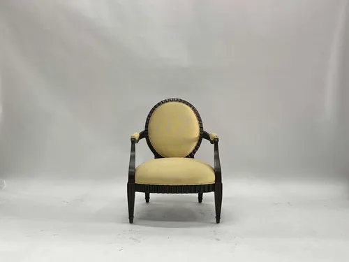 Beige Canvas Oval Dining Armchair