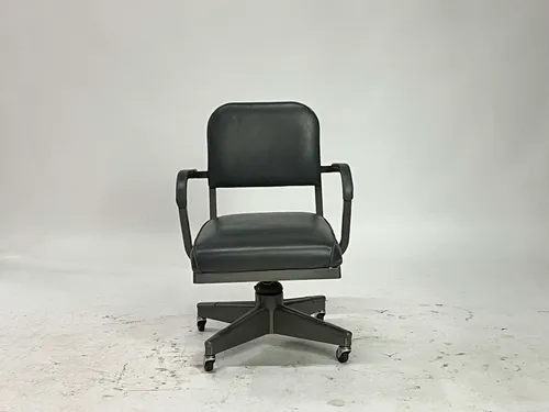 Blue Gray Leather Tanker Task Chair