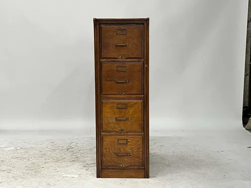 Antique Wood 4-Drawer Vertical FIling Cabinet
