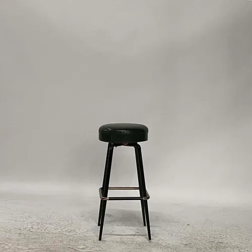 Black Metal & Green Leather Swivel Bar Stool - SE2955